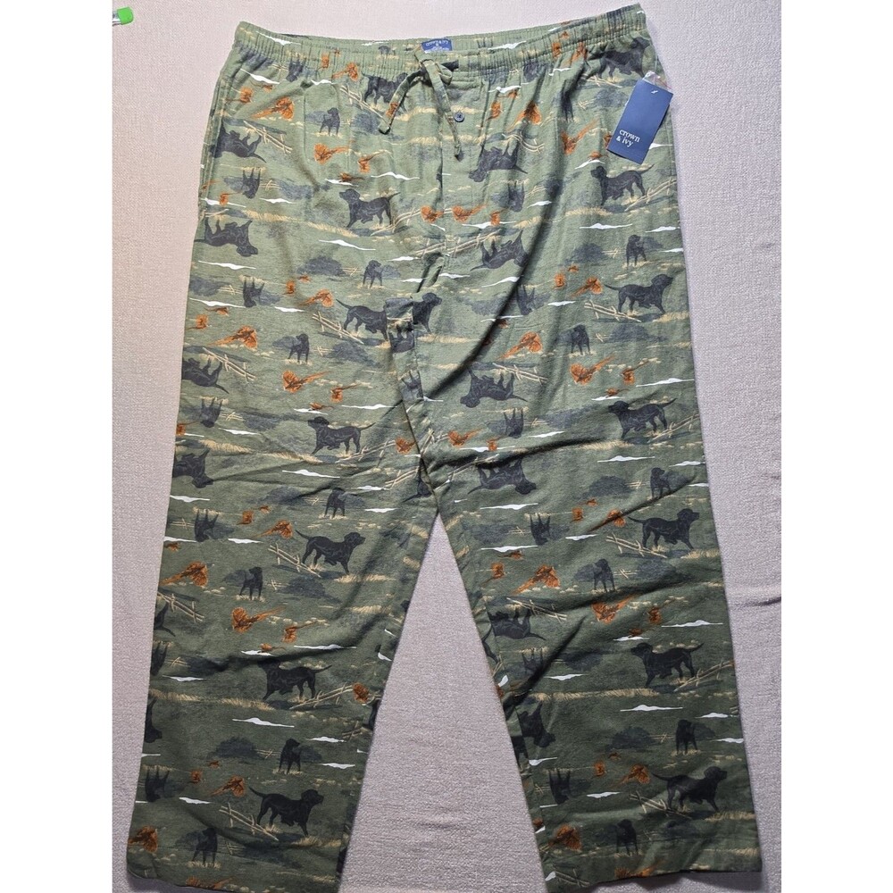 Crown & Ivy Black Lab Hunting Mens Pajama Pants - NEW  XXL - Cotton